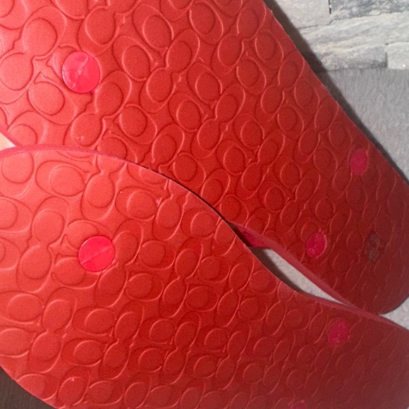 Coach Stylish Red Floral Flip Flops - Picture 5 of 5